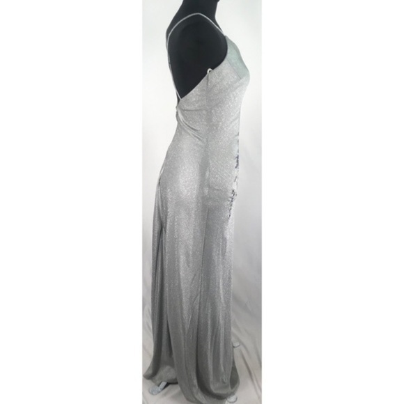 90’s Vintage ‘Dave & Johnny’ Silver Floral Embroidered Bias Cut Maxi Gown - Picture 14 of 14